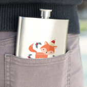 オレンジキツネインサンタハットかわいいお洒落クリスマス フラスク (インサイチュ)