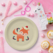 オレンジキツネインサンタハットかわいいお洒落クリスマス ペーパープレート (パーティー)