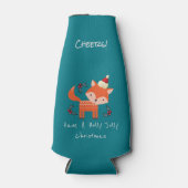 オレンジキツネインサンタハットかわいいお洒落クリスマス ボトルクーラー (正面)