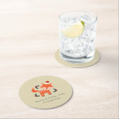 オレンジキツネインサンタハットかわいいお洒落クリスマス ラウンドペーパーコースター (インサイチュ)