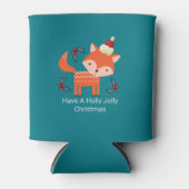 オレンジキツネインサンタハットかわいいお洒落クリスマス 缶クーラー (正面)