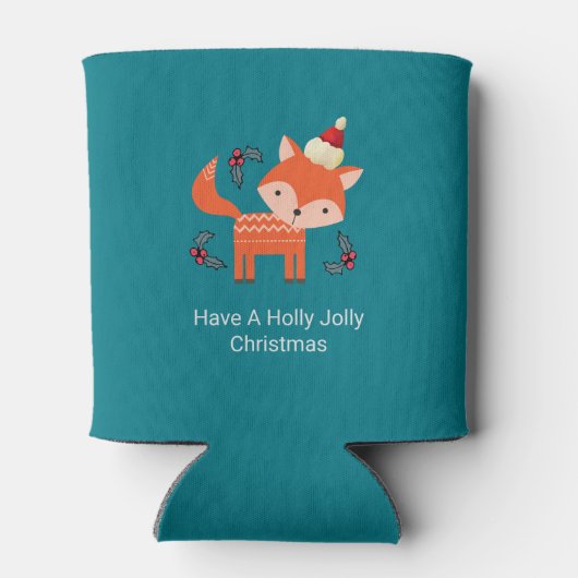 オレンジキツネインサンタハットかわいいお洒落クリスマス 缶クーラー (裏面)