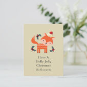 オレンジキツネインサンタハットかわいいクリスマスカスタマイズ シーズンポストカード (スタンド正面)