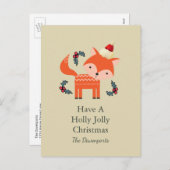 オレンジキツネインサンタハットかわいいクリスマスカスタマイズ シーズンポストカード (正面/裏面)