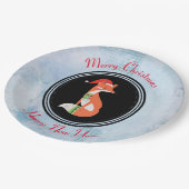 オレンジキツネインレッドサンタハットメリークリスマス ペーパープレート (アングル)