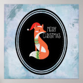 オレンジキツネインレッドサンタハットメリークリスマス ポスター (正面)