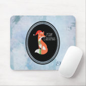 オレンジキツネインレッドサンタハットメリークリスマス マウスパッド (マウス)