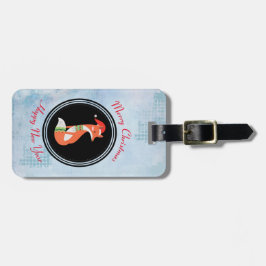 オレンジキツネインレッドサンタハットメリークリスマス ラゲッジタグ