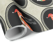 オレンジキツネインレッドサンタハットメリークリスマス ラッピングペーパー (ロールコーナー)