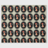 オレンジキツネインレッドサンタハットメリークリスマス ラッピングペーパー (フラット)