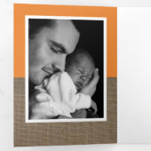 オレンジキツネバーラップ、5フォトコラージュベビー誕生 三つ折り案内状 (内部最初)