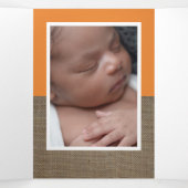 オレンジキツネバーラップ、5フォトコラージュベビー誕生 三つ折り案内状 (内部中)