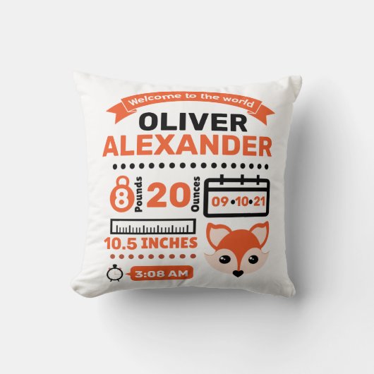 オレンジキツネ生まれたばかりのベビー誕生の状態 クッション (正面)