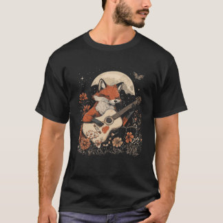 オレンジキツネ かわいい カントリーロア マッシュルーム フェアリーコア フル Tシャツ