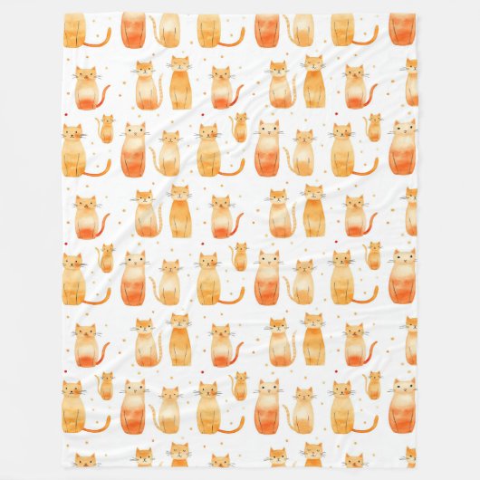 オレンジキティ猫 フリースブランケット (正面)