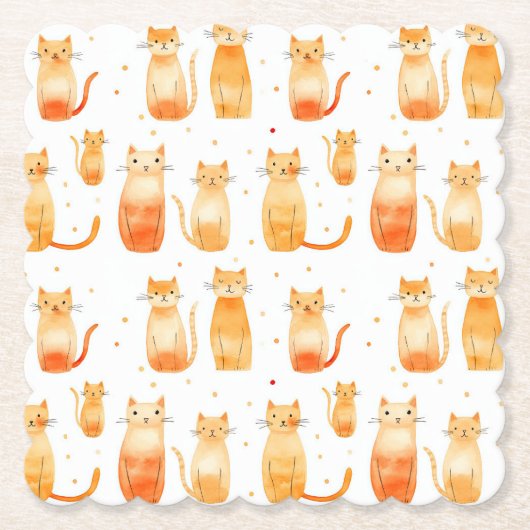 オレンジキティ猫 ペーパーコースター (正面)