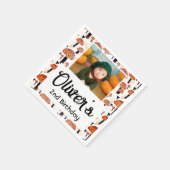 オレンジキノコ秋フォトバースデーパーティー スタンダードカクテルナプキン (角)