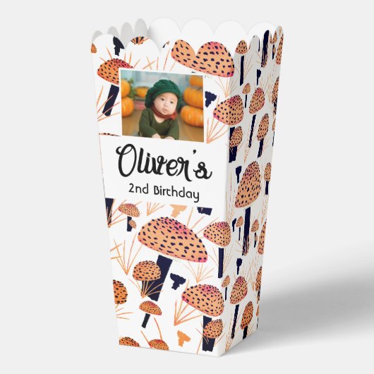 オレンジキノコ秋フォトバースデーパーティー フェイバーボックス (裏面)