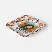 オレンジキノコ秋フォトバースデーパーティー ペーパープレート (傾斜あり)