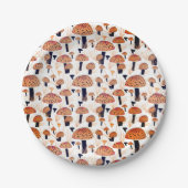オレンジキノコ秋秋のパターン ペーパープレート (正面)