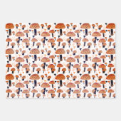 オレンジキノコ秋秋のパターン ラッピングペーパーシート (正面)