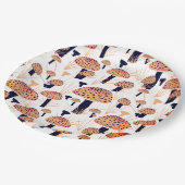 オレンジキノコ秋誕生日パーティー ペーパープレート (アングル)