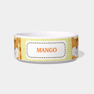 オレンジキャッツカスタマイズペットキャットフードボウル – 黄色 ボウル