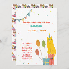 オレンジキャッツ誕生日招待状 招待状