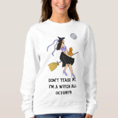 オレンジキャットをブロムスティックに塗った魔女 スウェットシャツ (正面)