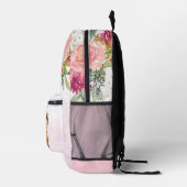 オレンジキャットイラストレーションとフローラガール プリントバックパック (右)