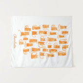 オレンジキャットウォーターパーソナライズされたカラー タペストリー (正面(横))