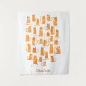 オレンジキャットウォーターパーソナライズされたカラー タペストリー (正面)