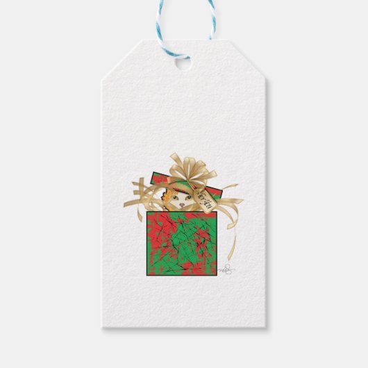 オレンジキャットクリスマスプレゼントのサープライズ ギフトタグ (正面)