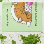 オレンジキャットコーヒーマグブルー キッチンタオル (折り畳み)