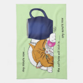 オレンジキャットコーヒーマグブルー キッチンタオル (縦)