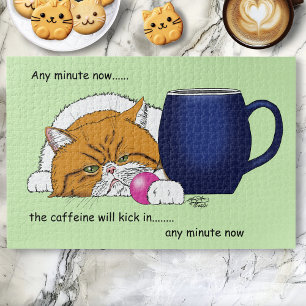 オレンジキャットコーヒーマグブルー ジグソーパズル