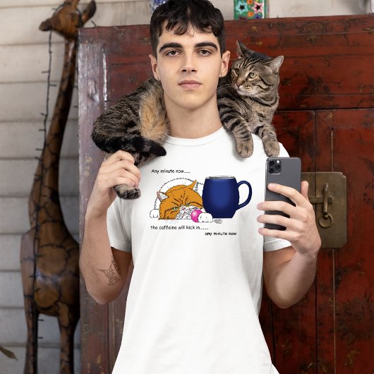 オレンジキャットコーヒーマグブルー Tシャツ