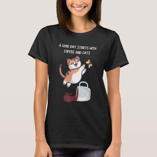 オレンジキャットコーヒーマグ猫 Tシャツ (正面)