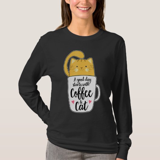 オレンジキャットコーヒーマグ猫 Tシャツ (正面)