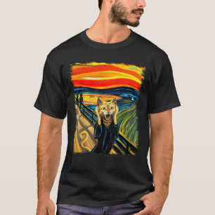 オレンジキャットスクリーム絵を描アートの猫好きキャットママC Tシャツ