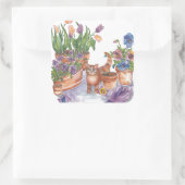 オレンジキャットチューリップ水彩画「アーチボルト」 スクエアシール (バッグ)