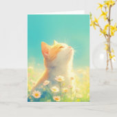 オレンジキャットデイドリーム カード (黄色い花)