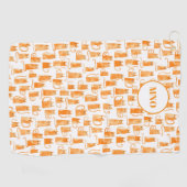 オレンジキャットパターンモノグラム ゴルフタオル (横)