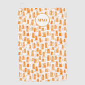 オレンジキャットパターンモノグラム ゴルフタオル (正面)