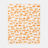 オレンジキャットパターン フリースブランケット (正面)