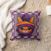 オレンジキャットパープルウィッチハットスケッチ クッション (ブランケット)