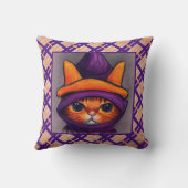 オレンジキャットパープルウィッチハットスケッチ クッション (裏面)