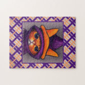 オレンジキャットパープルウィッチハットスケッチ ジグソーパズル (横)