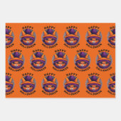 オレンジキャットパープルウィッチハットハッピーハローウィン ラッピングペーパーシート (正面)