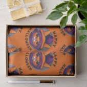 オレンジキャットパープルウィッチハットハッピーハローウィン 薄葉紙 (ギフト)